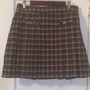 Hunter Plaid Brown Pleated Skirt - Medium